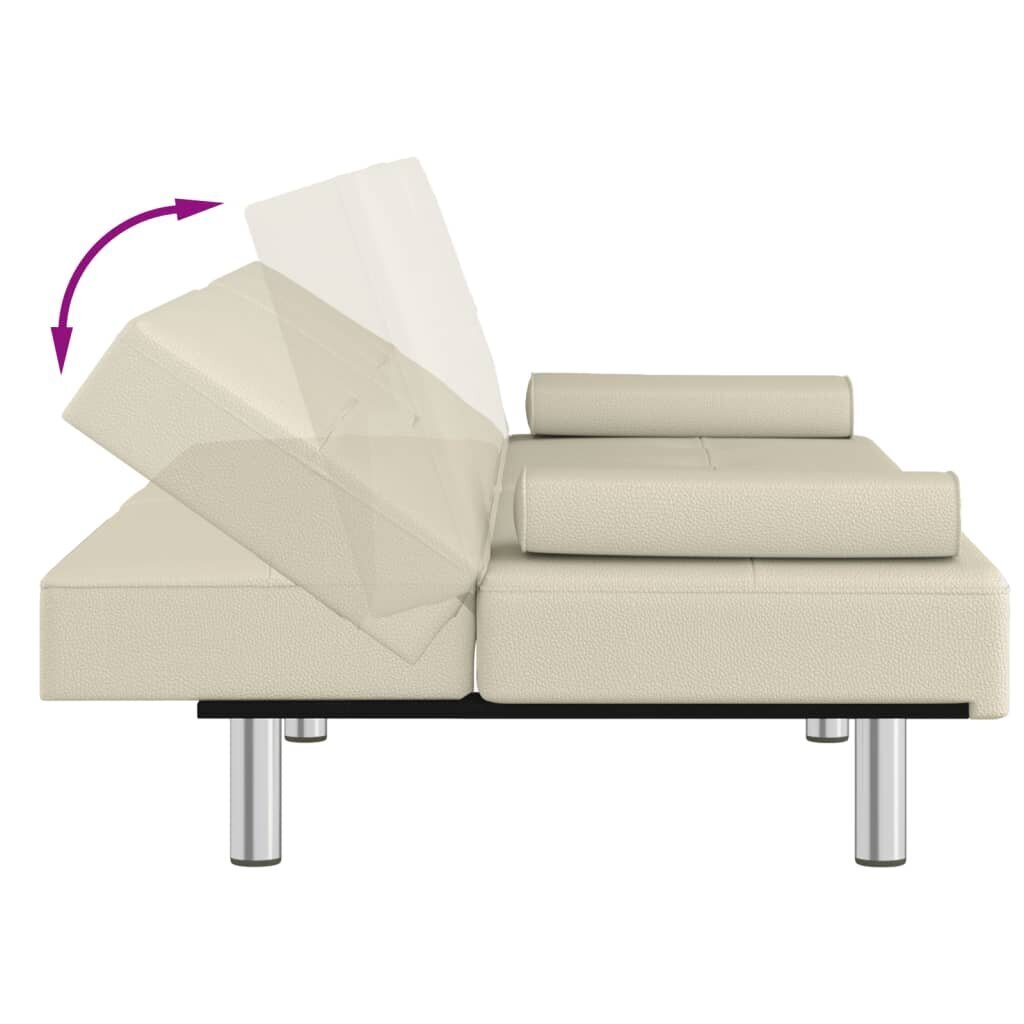 Sofa-lova su puodelių laikikliais vidaXL, smėlio kaina ir informacija | Sofos | pigu.lt