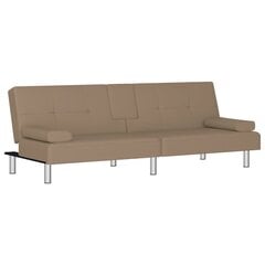 Sofa-lova su puodelių laikikliais vidaXL, ruda kaina ir informacija | Sofos | pigu.lt