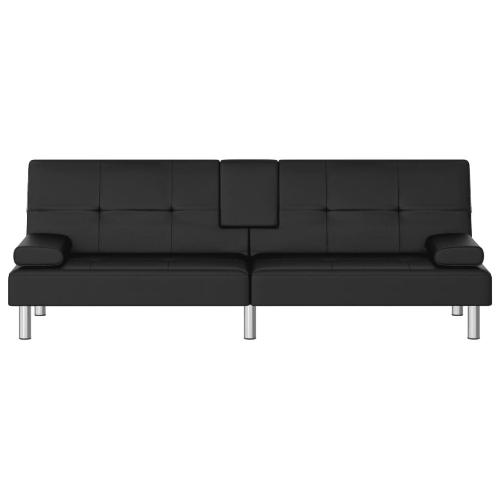 Sofa-lova su puodelių laikikliais vidaXL, juoda цена и информация | Sofos | pigu.lt
