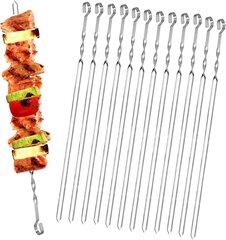 Homealexa 20 шарниров Grill, гриль Kabob Skewers 37,5 см из нержавеющей стали из нержавеющей стали длинные шашлыки Schaschlik шашлыки для мяса для костров или гриль -оболочки цена и информация | Аксессуары для гриля и барбекю | pigu.lt