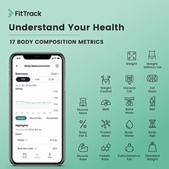 Fittrack Dara Digital Body Analysission Scale для 17 физических значений- с приложением и Blueetooth цена и информация | Весы (бытовые) | pigu.lt