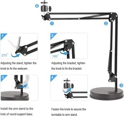 „Oxendure“ internetinės kameros laikiklio 22 colių žirklės plytos su pakaba ir pagrindu, skirta „Logitech Webcam C922x C930E C930 C615“, „GoPro Hero“ 8/7/6/5, „Arlo Ultra/Pro 3/Brio 4K“ kaina ir informacija | Kasetės rašaliniams spausdintuvams | pigu.lt