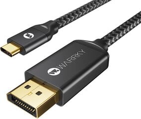 USB C Displayport Kabel (4K@60 Гц, 2K@165HZ), Warrky [позолоченная, плетена цена и информация | Кабели и провода | pigu.lt