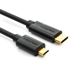 Deleycon 1M USB 2.0 Кабель - Тип C (USB 3.1 Gen2) на Micro USB - Кабель данных о кабеле зарядки для ноутбука смартфона Chromebook - Black Black цена и информация | Кабели для телефонов | pigu.lt