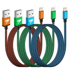 Кабель для зарядки iPhone, кабель Lightning 3pack 2M Quick зарядка кабель iPhone MFI Сертифицированный iPhone кабель кабеля USB -зарядки для iPhone для iPhone 11 12 13 Pro Max Mini XR X 10 8 7 6S Plus SE 2020, iPad Air цена и информация | Кабели для телефонов | pigu.lt