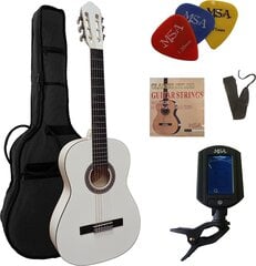 4/4 Гитара - концертная гитара в сете - Classic - White - потолок Lindenholz - Bag - Band - Saiten - 3xpik - Tunting Device ET33B - C26 цена и информация | Гитары | pigu.lt