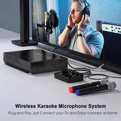 Bluetooth Karaoke Microphone, беспроводной микрофон, караоке -система с 2 микрофонами для телевизора, ПК, вечеринки, встречи, диджея, громкоговорителя, церкви, свадьбы, поддерживает HDMI, Aux in/Out цена и информация | Микрофоны | pigu.lt