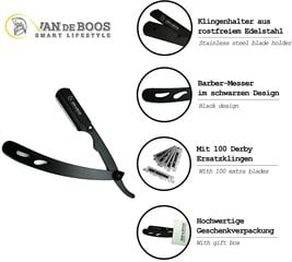 Van de Boos® Razor -Set с 100 -такими лопатками, изменяющими дерби - высокий качественный нож для бороды из нержавеющей стали с дополнительными острыми лезвиями - нож для бритвы парикмахера для точного бешенства бороды (мужская бритва) цена и информация | Косметика и средства для бритья | pigu.lt