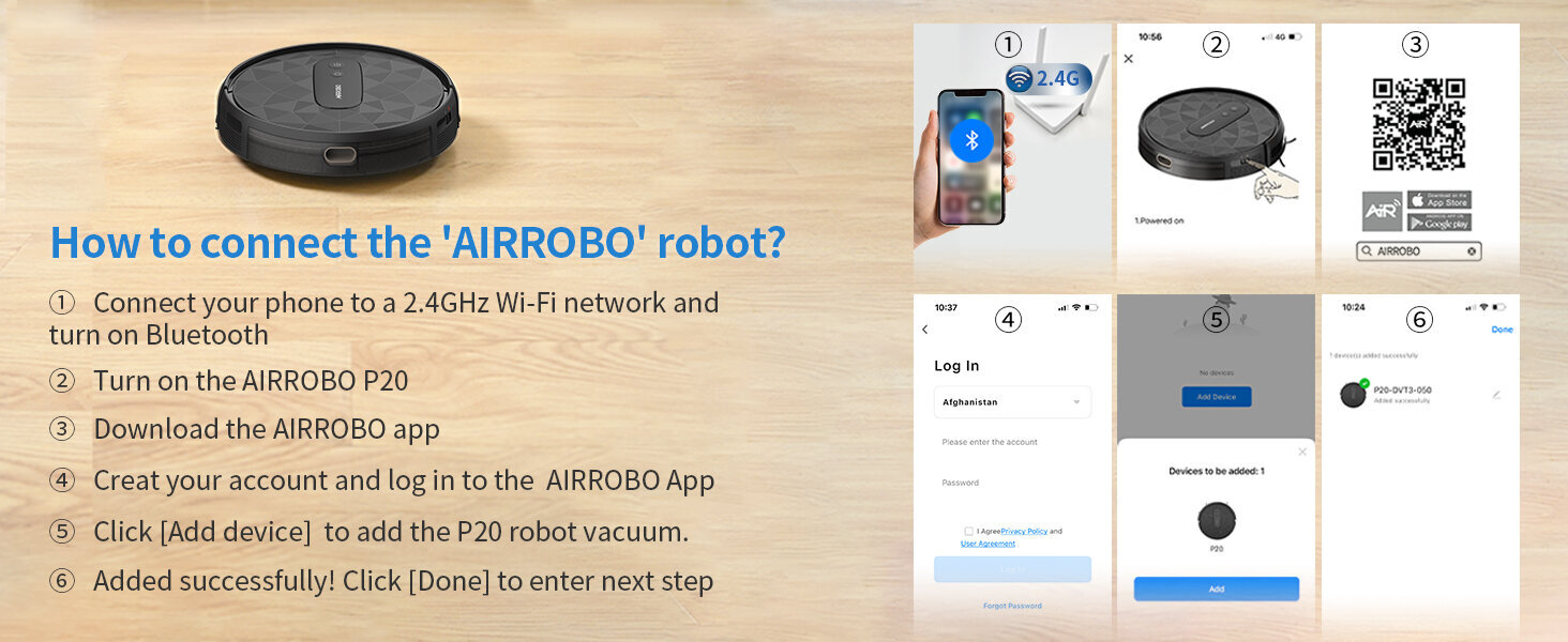 Airrobo P20 kaina ir informacija | Dulkių siurbliai-robotai | pigu.lt