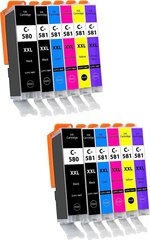 Поставка Guy 12 Printer Cartridges xxl с чипами, совместимыми с Canon PGI-580 CLI-581 для Pixma TS8151 TS8200 TS8251 TS8350 TS8352 TS9100 TS9155 цена и информация | Картриджи для струйных принтеров | pigu.lt