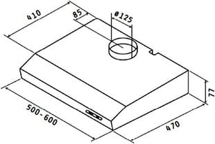 Gerbiamasis substruktu gaubtas, 60 cm tipas / modelis: ty 620 WL kaina ir informacija | Kaminai | pigu.lt