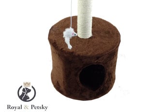 Kačių drąskyklė su nameliu Royal&Petsky, 108 cm, ruda kaina ir informacija | Draskyklės | pigu.lt