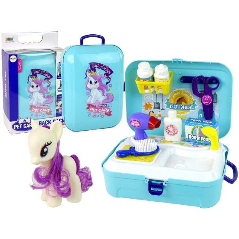 Ponių priežiūros rinkinys kuprinėje Lean Toys kaina ir informacija | Žaislai mergaitėms | pigu.lt