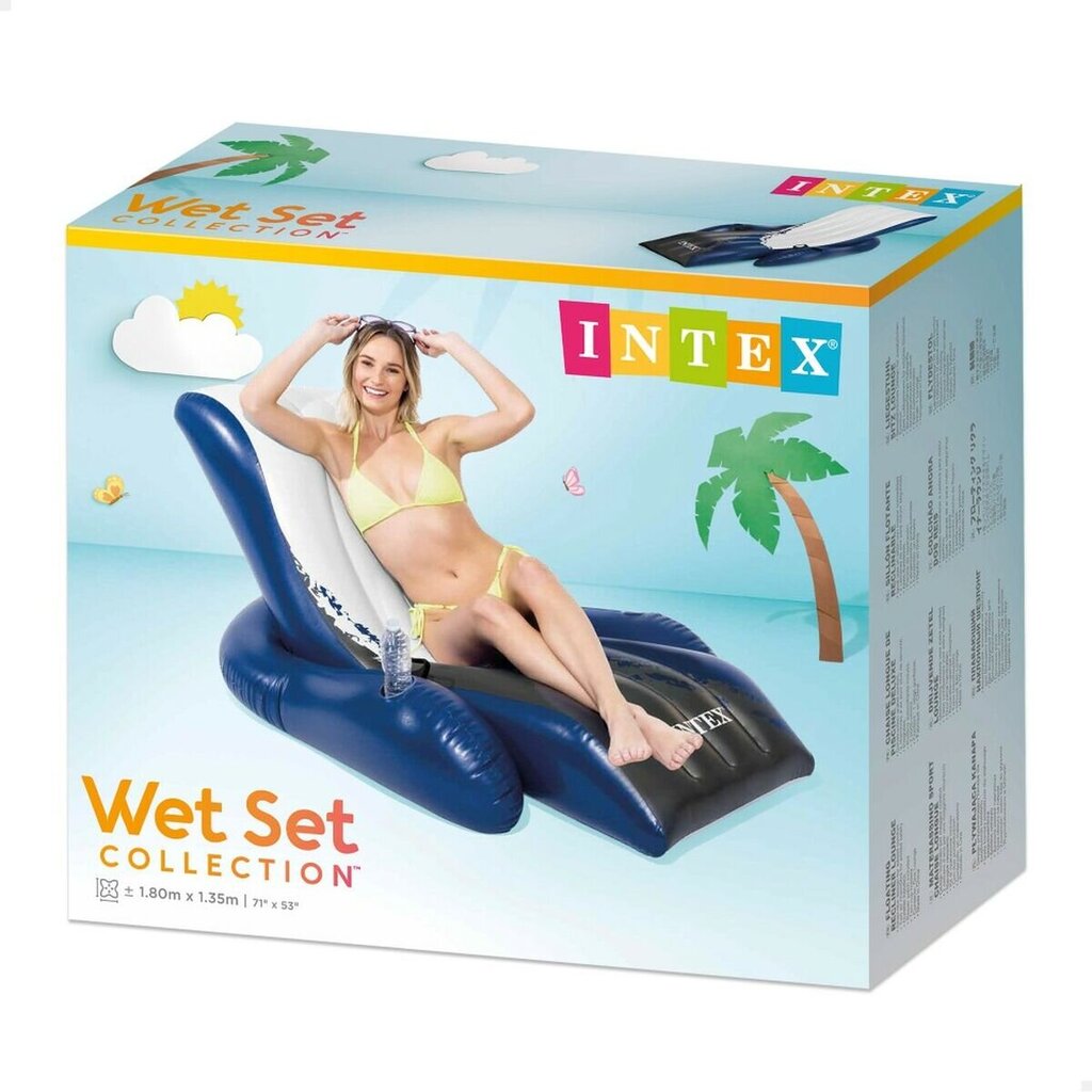 Pripučiama baseino kėdė Intex Floating, 180,3x66x134,6 cm, mėlyna kaina ir informacija | Pripučiamos ir paplūdimio prekės | pigu.lt