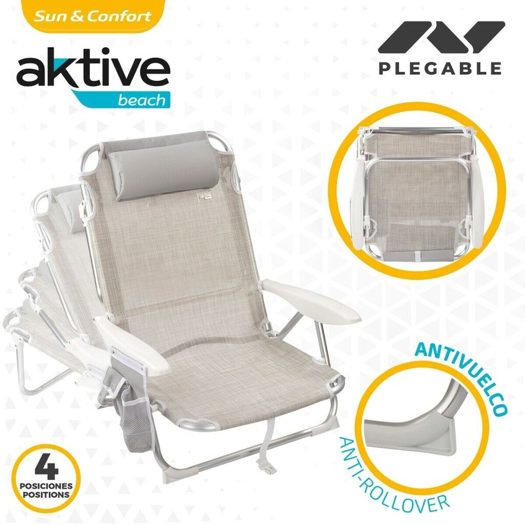 2-ių sulankstomų kėdžių komplektas Aktive Ibiza, smėlio spalvos kaina ir informacija | Lauko kėdės, foteliai, pufai | pigu.lt