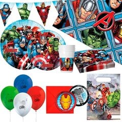 Vienkartinių indų rinkinys The Avengers, 66 vnt. цена и информация | Праздничная одноразовая посуда | pigu.lt