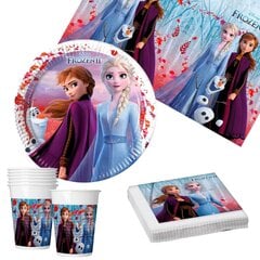 Rinkinys Frozen, 37 vnt. kaina ir informacija | Vienkartiniai indai šventėms | pigu.lt