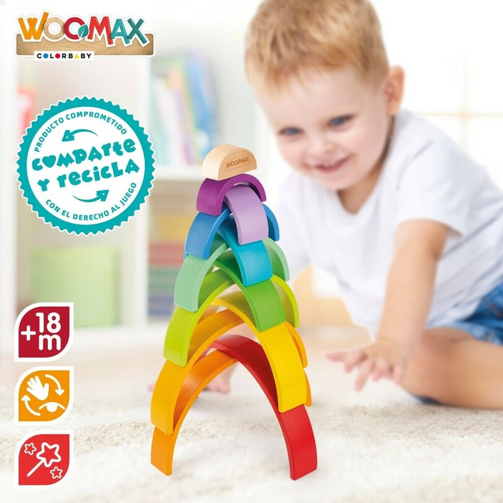 Medinė rūšiuoklė Woomax Vaivorykštė, 2 vnt. kaina ir informacija | Žaislai kūdikiams | pigu.lt