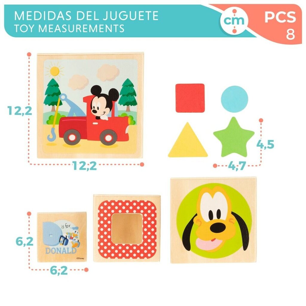 Kaladėlės rūšiuoklė Disney, 8 dal, 4 vnt. kaina ir informacija | Žaislai kūdikiams | pigu.lt