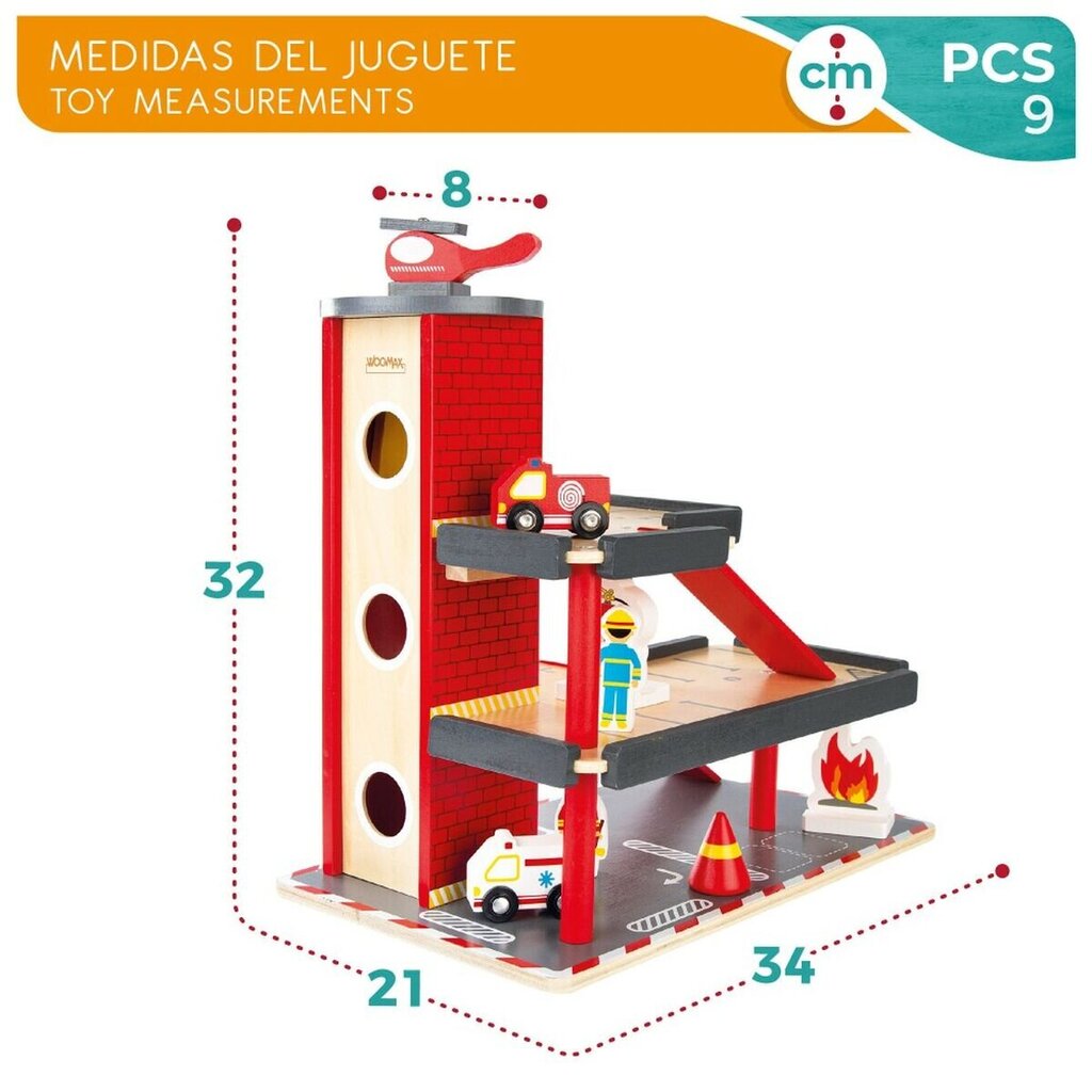 Žaislinė gaisrinė stotis Woomax, 2 vnt. цена и информация | Žaislai berniukams | pigu.lt