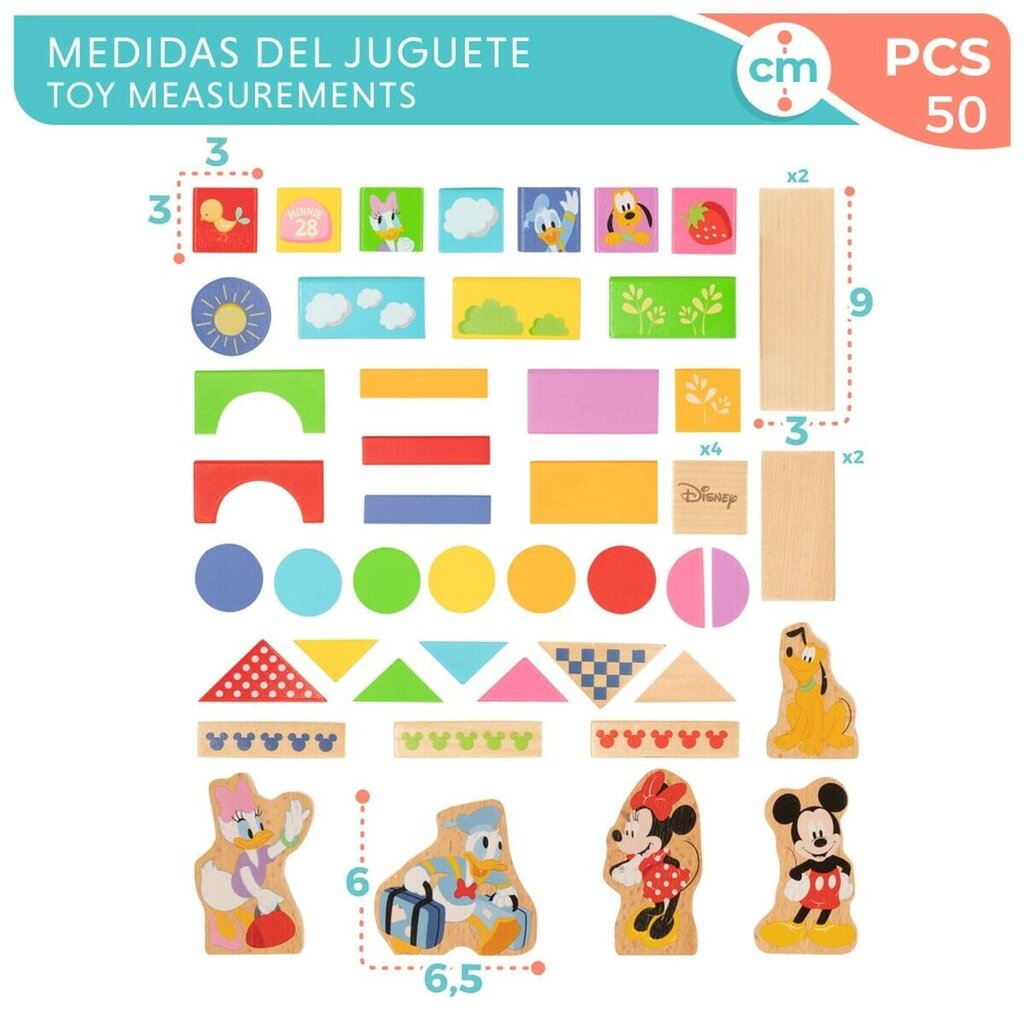 Medinės kaladėlės Disney 50 dal. 4 vnt. цена и информация | Žaislai kūdikiams | pigu.lt