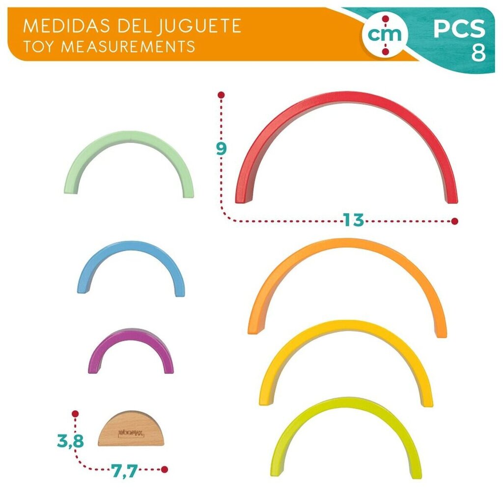 Medinė rūšiuoklė Woomax Vaivorykštė, 4 vnt. kaina ir informacija | Žaislai kūdikiams | pigu.lt