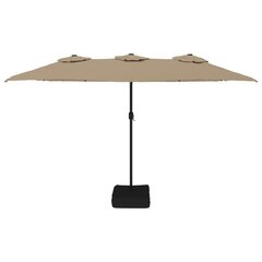 Dvigubas skėtis nuo saulės su LED vidaXL, rudas kaina ir informacija | Skėčiai, markizės, stovai | pigu.lt