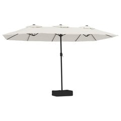 Dvigubas skėtis nuo saulės su LED vidaXL, smėlio kaina ir informacija | Skėčiai, markizės, stovai | pigu.lt