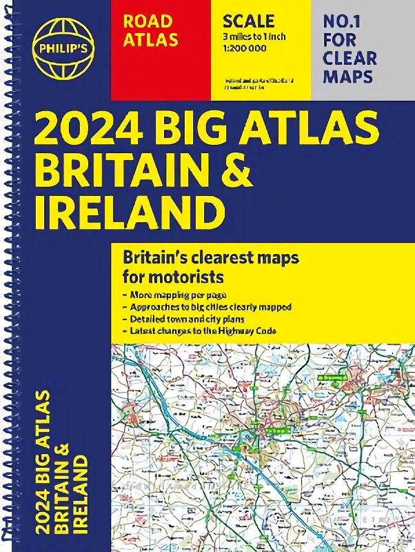 2024 Philip's Big Road Atlas Britain and Ireland: A3 Spiral binding kaina ir informacija | Kelionių vadovai, aprašymai | pigu.lt