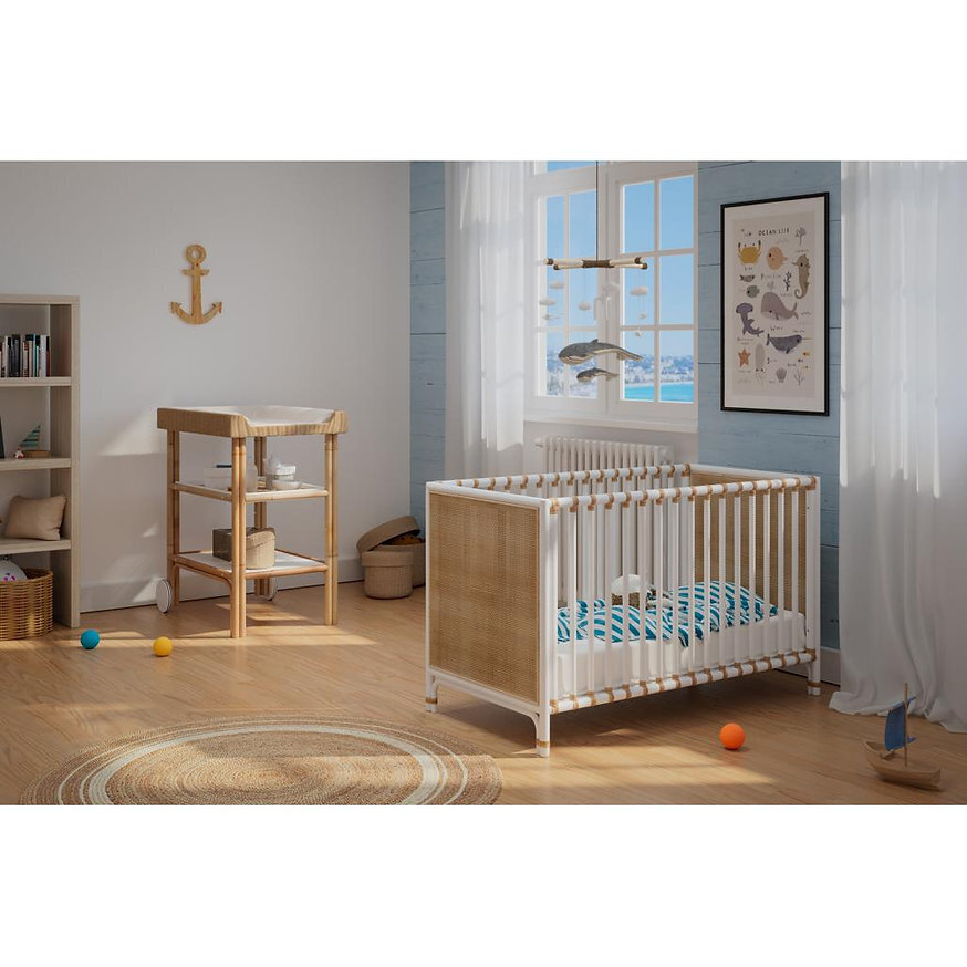 Kūdikio lovelė Nemo Evolutive, 60 x 120 cm, smėlio spalvos/balta kaina ir informacija | Kūdikių lovytės | pigu.lt
