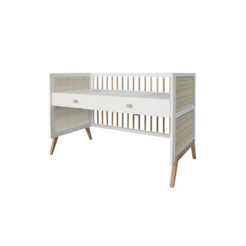 Vaikiška lova Marelia Multi-Evolutive Bed Rattan, 70 x 140 cm, balta kaina ir informacija | Kūdikių lovytės | pigu.lt