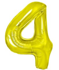 Folijos balionas Skaičius 4, 100 cm, auksinis kaina ir informacija | Balionai | pigu.lt