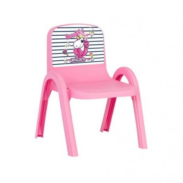 Vaikiška kėdutė L18 Unicorn, rožinė цена и информация | Vaikiškos kėdutės ir staliukai | pigu.lt