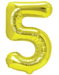 Folijos balionas Skaičius 5, 100 cm, auksinis цена и информация | Шарики | pigu.lt