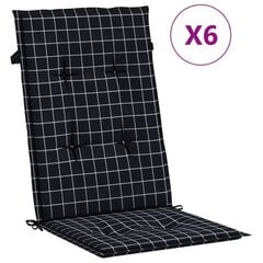 vidaXL Kėdės pagalvėlės, 6vnt., audinys, su juodais langeliais kaina ir informacija | Pagalvės, užvalkalai, apsaugos | pigu.lt