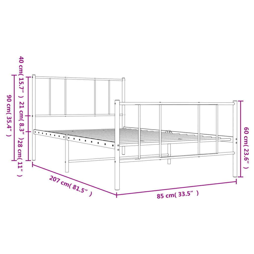 Lovos rėmas vidaXL, 80x200 cm, baltas цена и информация | Lovos | pigu.lt