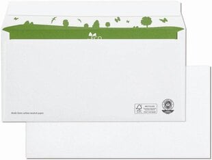 Beeco Opvelope Din Lang (500 штук), клейкая конверт без окна, конверты из 100 % переработки бумаги, подходящая для бумаги A4, белый, 110 x 220 мм, 80 г/м² цена и информация | Конверты, открытки | pigu.lt