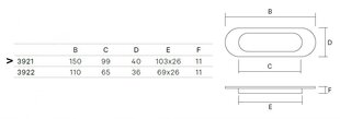 Ручка для раздвижных дверей 3921-400, 150мм, хромированная, 4 шт. цена и информация | Дверные ручки | pigu.lt