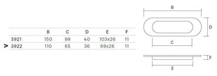 Ручка для раздвижных дверей 3922-400, 110мм, хромированная, 4 шт. цена и информация | Дверные ручки | pigu.lt