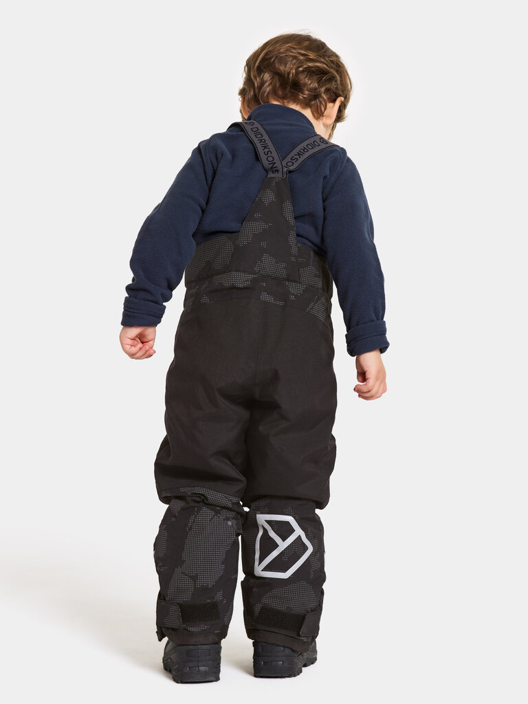 Didriksons vaikiškos žieminės kelnės IDRE, juoda šviesą atspindinčio rašto kaina ir informacija | Žiemos drabužiai vaikams | pigu.lt