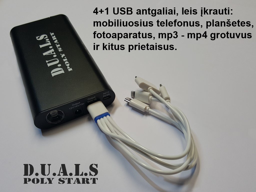 Mini variklio paleidėjas - įkroviklis D.U.A.L.S 10000mAh (Power Bank) kaina ir informacija | Akumuliatorių krovikliai | pigu.lt