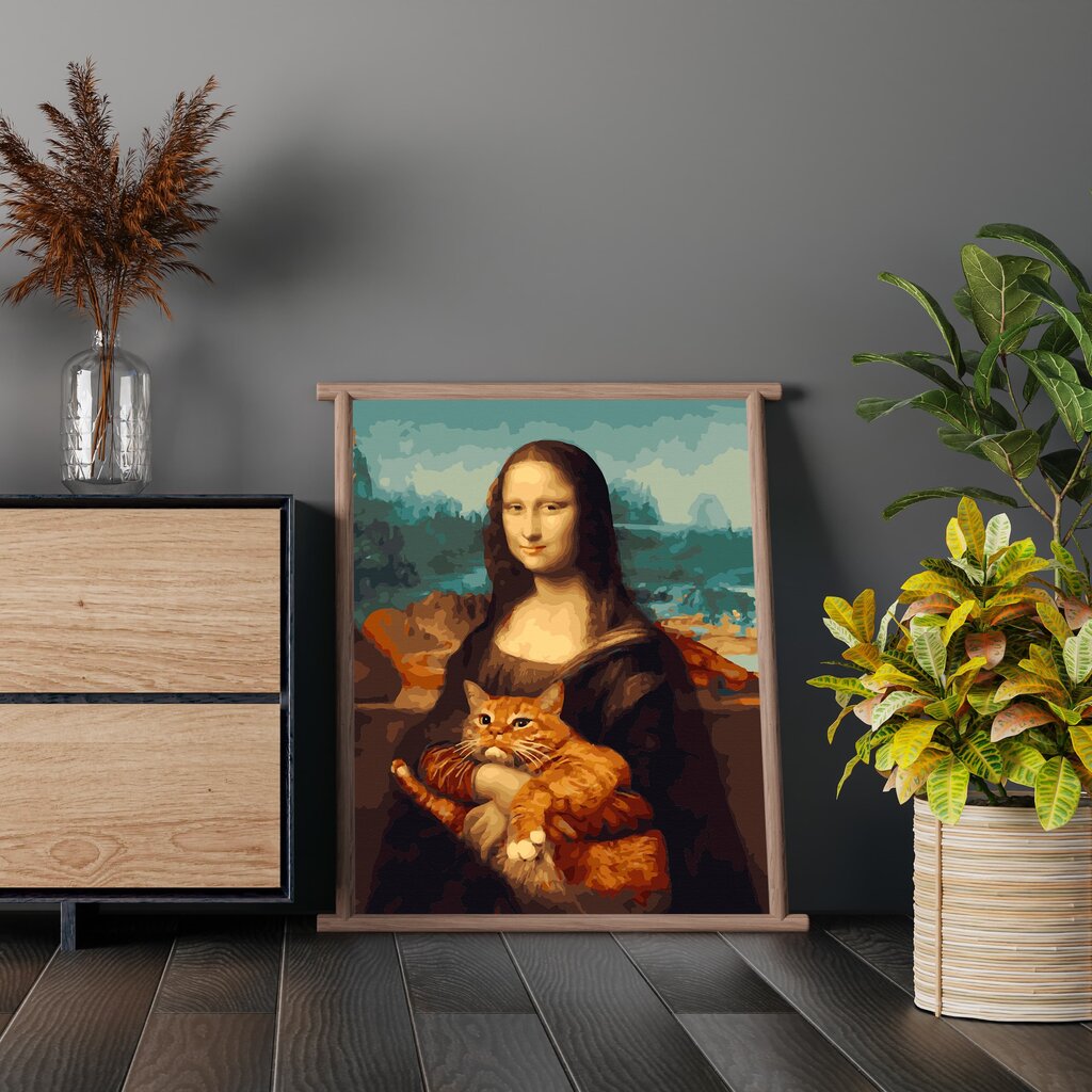 Tapyba pagal skaičius Mona Liza ir raudona katė Oh Art!, 40x50 cm kaina ir informacija | Tapyba pagal skaičius | pigu.lt