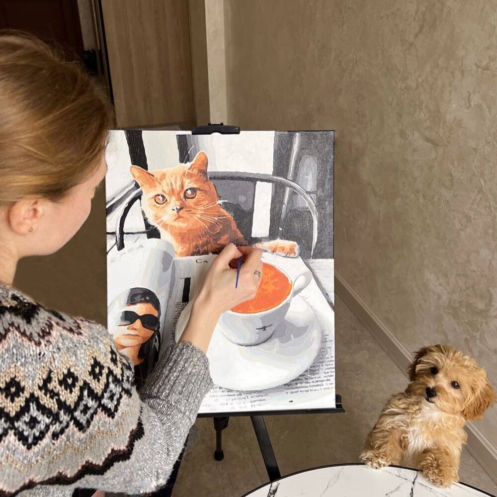 Tapyba pagal skaičius Mona Liza ir raudona katė Oh Art!, 40x50 cm kaina ir informacija | Tapyba pagal skaičius | pigu.lt