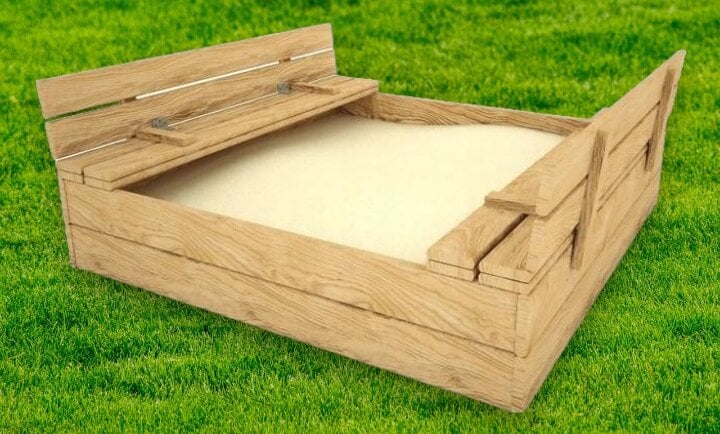 Medinė smėlio dėžė All-Stuff, ruda, 120x120 cm kaina ir informacija | Smėlio dėžės, smėlis | pigu.lt