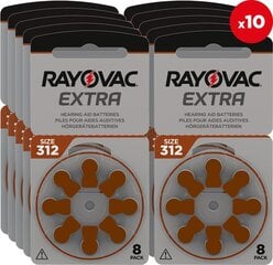 Rayovac Extra elementai klausos aparatams PR41 312, 80 vnt. kaina ir informacija | Elementai | pigu.lt