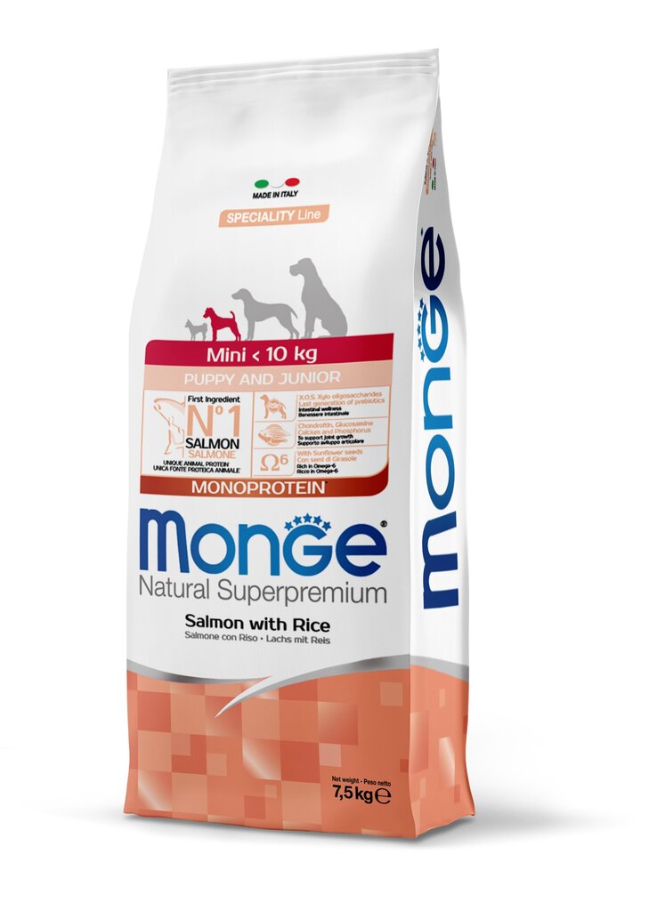 Monge Dry Dog Special Line Mono mažų veislių šuniukams su lašiša ir ryžiais, 7,5 kg kaina ir informacija | Sausas maistas šunims | pigu.lt