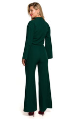 K147 Комбинезон с широкими штанинами - бутылочно-зеленый цена и информация | Женские брюки | pigu.lt