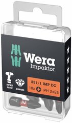 Отверточные биты Impaktor Wera 851/1, PH 1 x 25 мм, 10 шт. цена и информация | Механические инструменты | pigu.lt