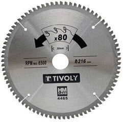 Пильный диск Tivoly 190x30x2,5/1,7мм, z60, 3°, (адаптер 20мм), для цветных металлов цена и информация | Механические инструменты | pigu.lt
