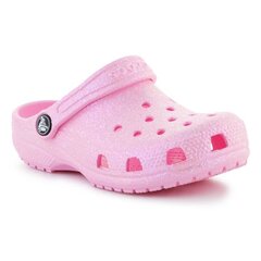 Crocs™ guminės klumpės vaikams Classic Glitter Clog K Jr 206993-6S0, rožinės kaina ir informacija | Guminės klumpės vaikams | pigu.lt